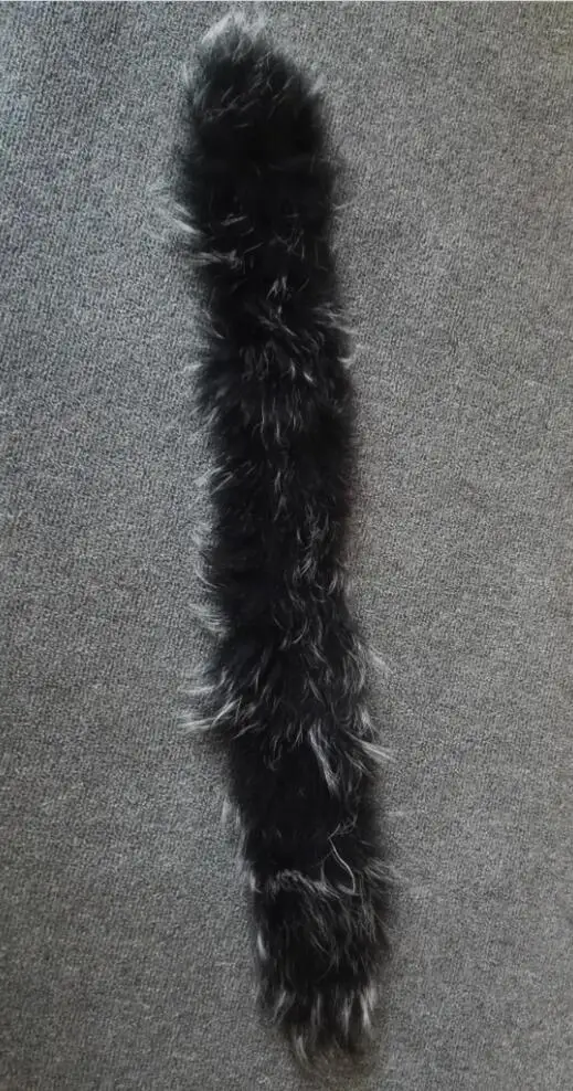 Harppihop* натуральный меховой воротник натуральный мех енота шарф 63 см меховая отделка пухового пальто меховая полоска/с капюшоном - Цвет: grass black