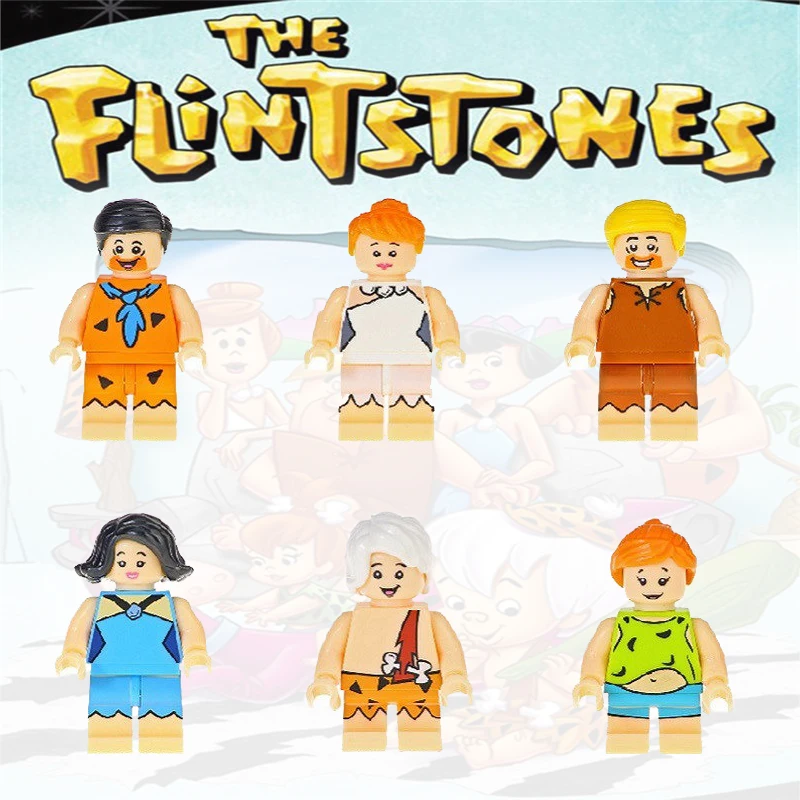 

Single Sale Building Blocks Bricks Pretty Learning Fred Wilma Barney Rob Betty Flintston Action Figures Toys For Children JM-99