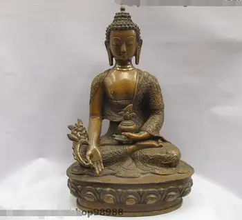 

13"Tibet Buddhism Bronze carved Dragon Bhaisajyaguru Sakyamuni Buddha Statue