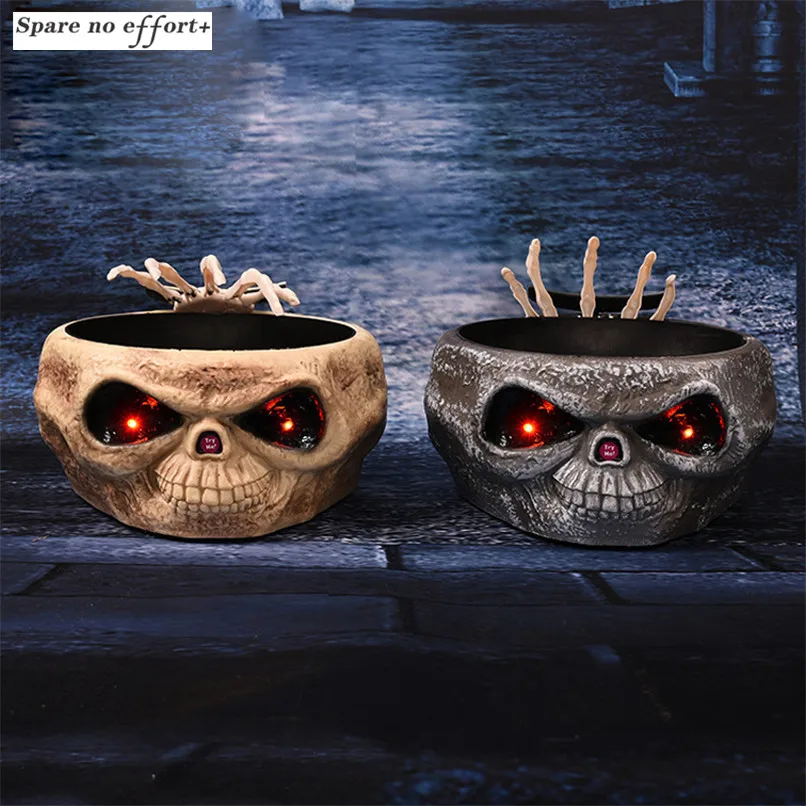 

Halloween Prank Props Creative Electric Bow with Skull Hand Tricky Props for Halloween Party Costume Party Skull Head Bow Scare