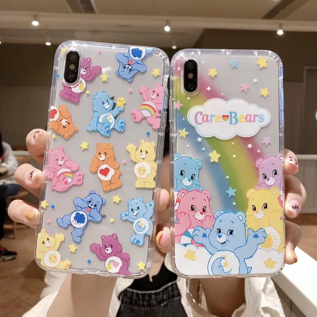 Cute Anime candy rainbow bear phone case For Apple iphone 11 Pro X XS Max Xr 8 7 6 6s Plus lovely clear Anti-knock soft Cover |