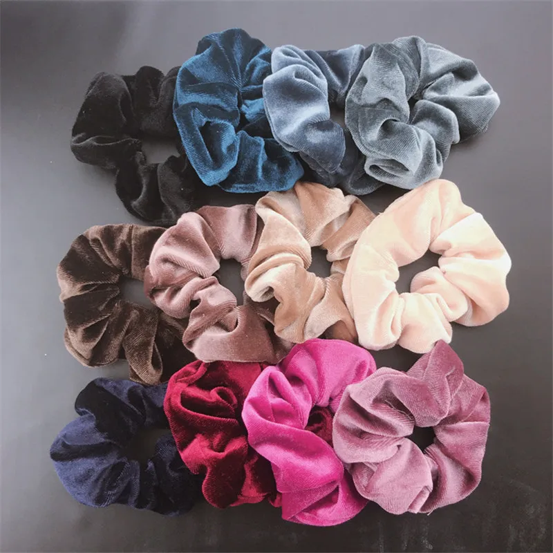 

1PC Women Elegant Solid Scrunchie Velvet Elastic Hair Bands Ponytail Holder Tie Hair Rubber Band Headband Lady Hair Accessories