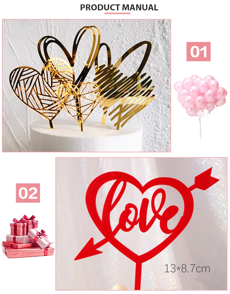 Акриловые украшения на День святого Валентина, украшения для торта, украшения для влюбленных