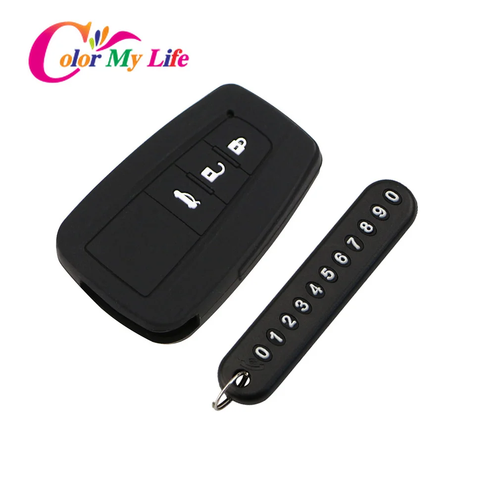 

Silicone Car Phone Number Keychain Key Cover Case for Toyota Camry CHR Prius Corolla RAV4 Prado 2017 2018 2 3 Button Keyless
