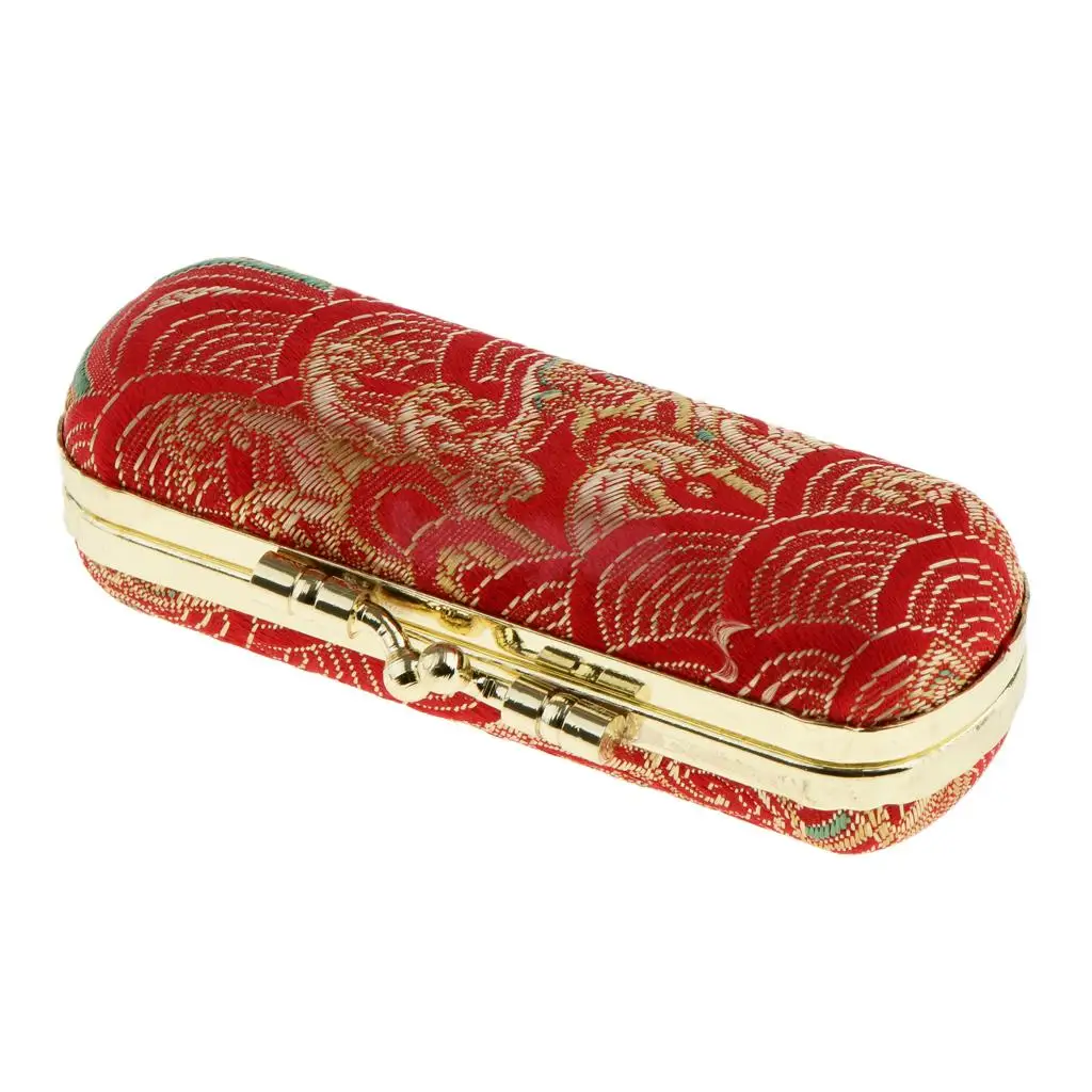 Chinese Traditional Style Handmade Lipstick Lip Gloss Case Storage Box Balm Holder with Mirror Random Color