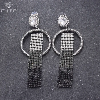 

christmas gifts rhinestones wedding drop earring Gradation multi color gun black part prom jewelry for women dangle big size