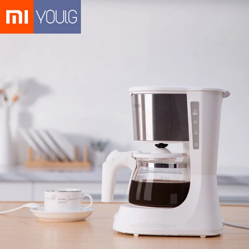 Xiaomi Young coffee Machine 220V кофеварка эспрессо со стеклянным чайником объемом 652 мл фильтр для порошка для кофе противокапельный изоляционный чайник