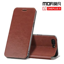OnePlus 5 Чехол кожаный силиконовые флип 1 плюс 5 A5000 Оригинал MOFI OnePlus 5 случаях САППУ OnePlus 5 Полное покрытие защиты