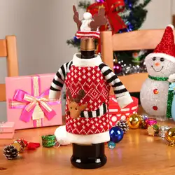 Рождественская бутылка вина Декор набор Санта-Клаус Снеговик Олень бутылка крышка одежда кухня украшение на новый год Рождество ужин
