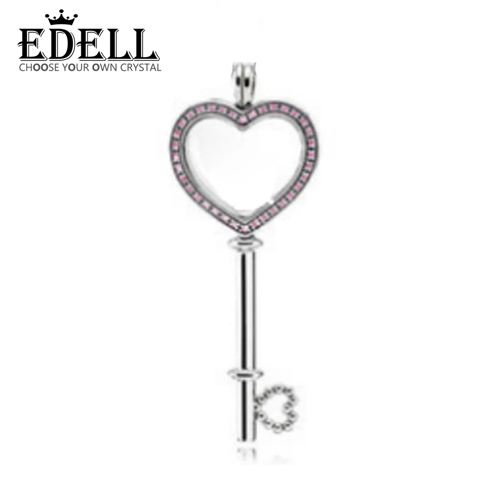 

EDELL 100% 925 Sterling Silver 1:1 Floating Box 396581CZ FLOATING LOCKET Pink HEART KEY Valentine's Day Gift Women's Jewelry