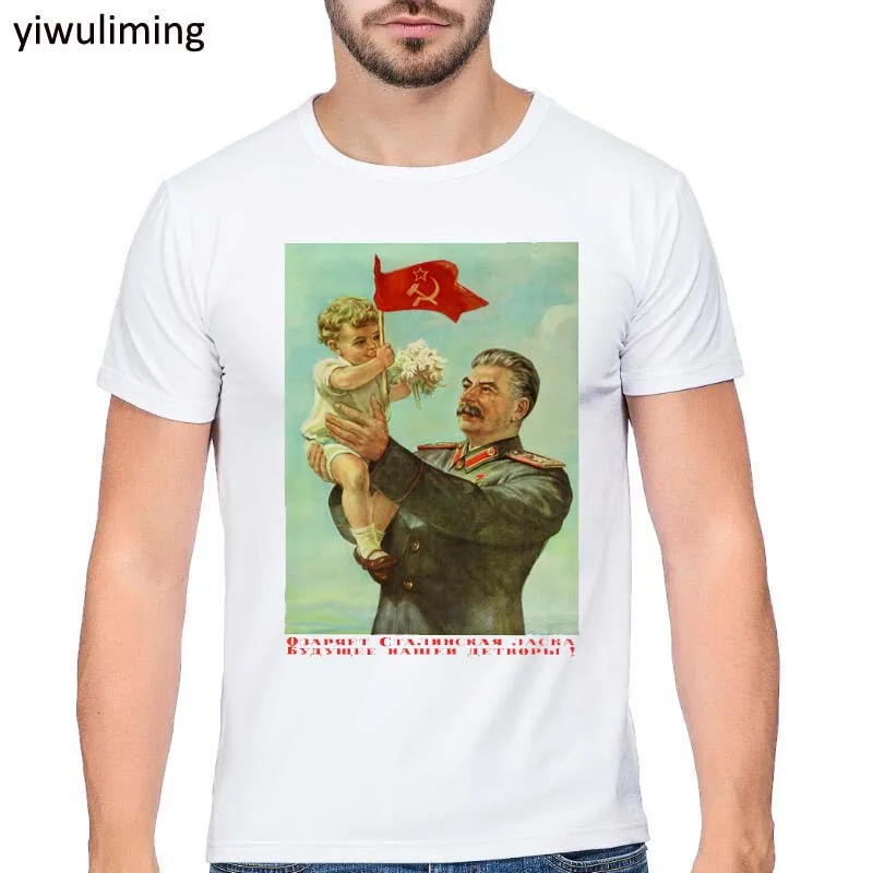

New There Was No Such Shit With Me USSR Leader Stalin Print T-shirt Men's T Shirt Male Short Sleeve O-neck Shirts Tees