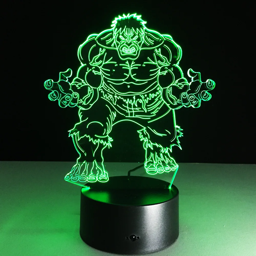 

Avengers Hulk 3D Model Toy illusion Bulbing Night Light Projection Kids Bedside Table Lamp USB LED Electronic Gadget Home Decor