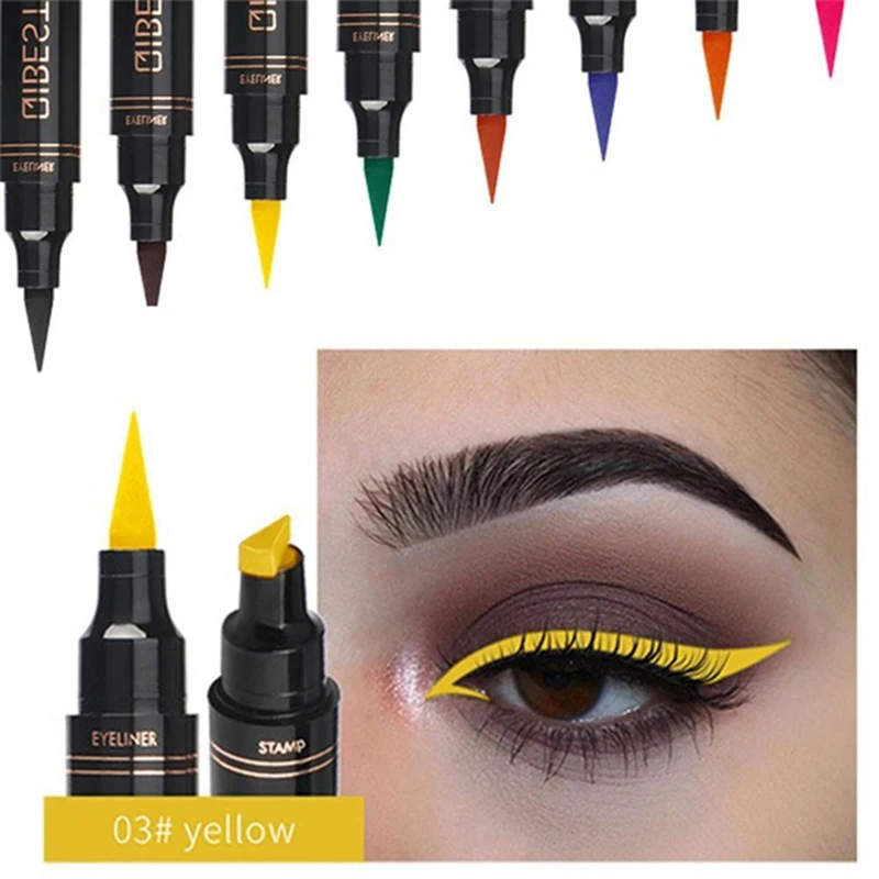 

Eyeliner Liquid Pen Matte Colorful Double Head Stamp Lazy Eyes Make Up Waterproof Quick Dry Blue Green Black Eye Liner Pencil