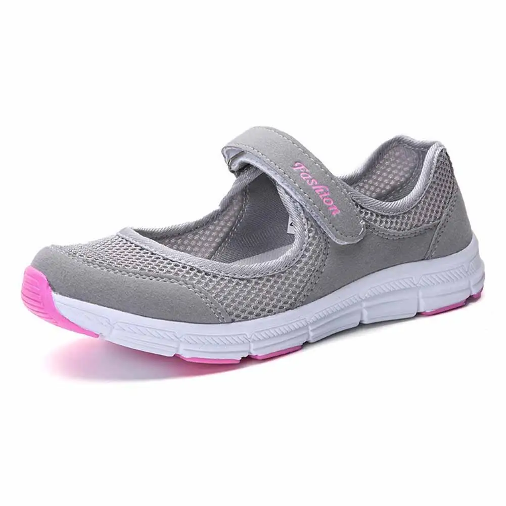 

Women's Hook and Loop Anti Flat Low Slip Cut Soft Mesh Fabric Outdoor Sport Shoes