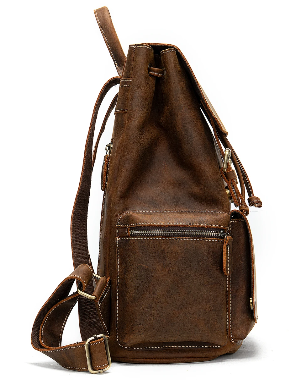 Кожаный мужской рюкзак WESTAL Crazy Horse, большой рюкзак для путешествий, школьные сумки для подростков, кожаный рюкзак для ноутбука 8507