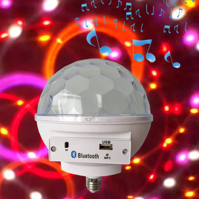 

RGB LED Magic Ball Lamp Wireless Bluetooth Speaker Music Bulb E27 Base Led com som 6 Colors LED Lamp Party Decoration Luminaria
