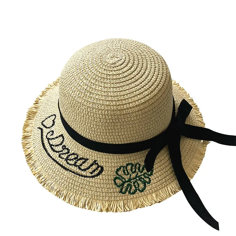 Летняя шляпа для девочек с вышитыми буквами, Панамы для девочек, Солнечная Панама, детские шляпы кепки