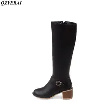 QZYERAI/Новое поступление; сезон осень-зима-весна; женские сапоги на грубом каблуке; модные женские сапоги; пикантная женская обувь