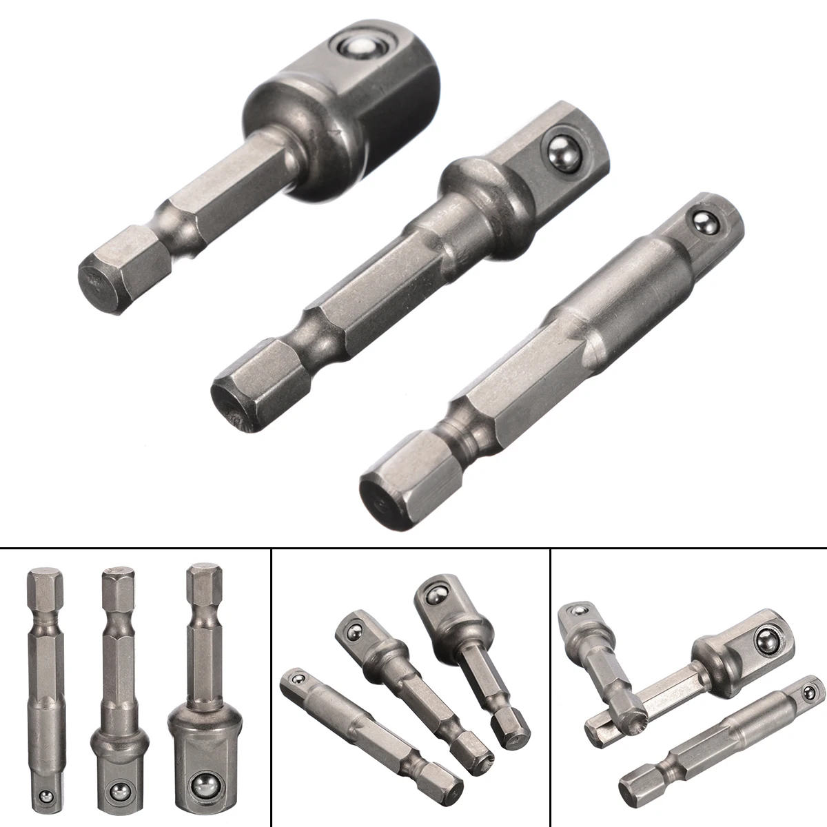 3 шт. хром ванадиевой сталь гнездо адаптера набор шестигранным хвостовиком до 1/4 "3/8" 1/2 "расширение сверла бар Hex бит механические инструменты