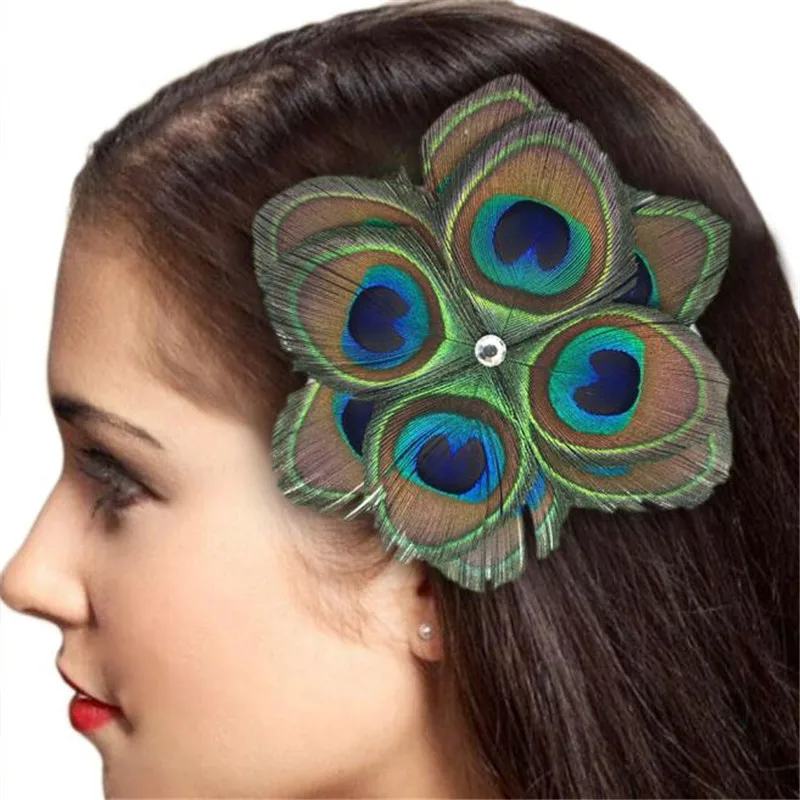 

1pcs Peacock Feather Women Lady Bridal Wedding Hair Clip Pin Head Hairpin for special occasion Drop ship Feb.26