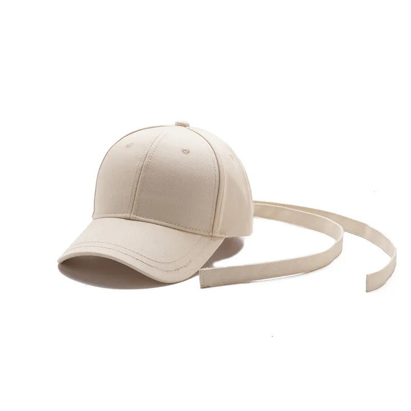 Для мужчин и женщин простой изогнутый солнцезащитный козырек Хип Хоп Бейсболка однотонная шляпа модный, с длинным ремешком Регулируемая Кепка s