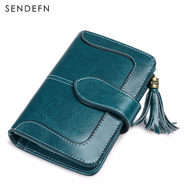 SENDEFN 2018 New Arrival Wallet Female Small Purse Leather Short Wallet Women Zipper Pocket Tassel Two Fold Coin Purse 5196-72