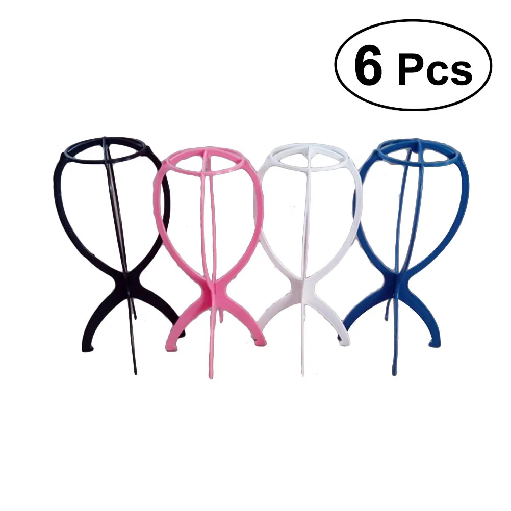 

ETEREAUTY 6Pcs Folding Plastic Stable Durable Wig Hair Hat Cap Holder Stand Support Display Hanger Tools