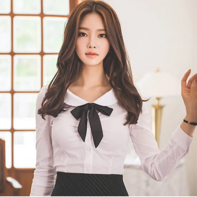 2018 Spring Autumn White Blouse Shirt Lady Office Wear Top Peter 2018 Spring Autumn White Blouse Shirt Lady Office Wear Top Peter Pan Collar Long Sleeve