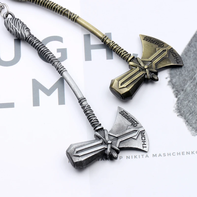 Avengers 3 Thor Axe hammer Key Chain llaveros Infinity War Thor Stormbreaker bronze silver