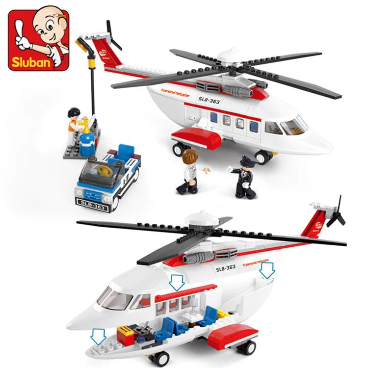 

Happy Small Lu Ban 0363 Aviation World Private Helicopter Model Children Alpinia Oxyphylla Assembling Toys Building Block