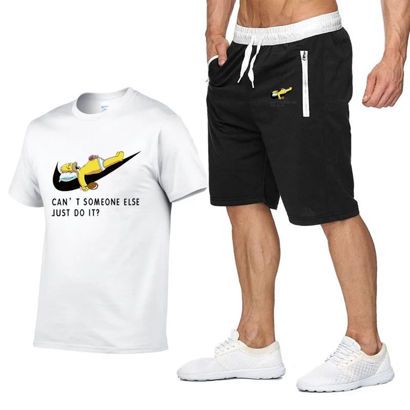 

Men's New Two-piece Sportswear, Summer High Quality Cotton T-shirt + Shorts Men's Leisure, Short Sleeve Printed Football Suit