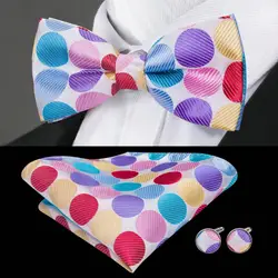 Для мужчин s Bow Tie Красочные горошек Hanky Марка мода бабочкой платок Запонки Наборы Барри. ВАН Свадебное бабочку для Для мужчин бесплатная