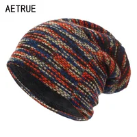 AETRUE Knitted Hat Women Skullies Beanies Winter Hats For Men Bonnet Striped Caps Warm Baggy Soft Female Wool Male Beanie Hat 1