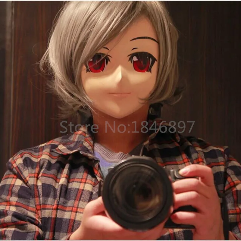 hot sale handmade silicone half head male face kig anime mask kigurumi cosplay crossdresser role can be customize