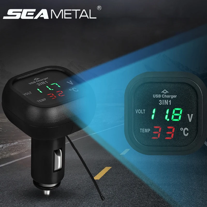 

12V USB Socket Splitter Car Charger Voltage Current Display Real Time Cigarette Lighter Adapter on Auto Charge Goods Accessories
