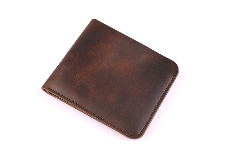 KACDYSI кожаный кошелек ручной работы мужской короткий воловьей кожи винтажный двойного сложения, для купюр кошелек для денег стильный карман для монет ID держатель для карт