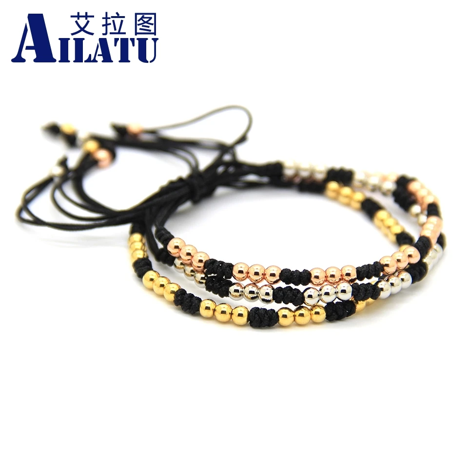 

Ailatu New Jewelry 4mm Mix Colors Braiding Macrame Bracelet Best Gift For Men and Women