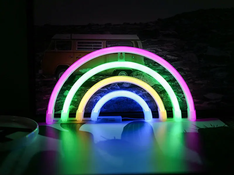 Cute Rainbow Neon Light Signs LED Rainbow Decor Light for Girls Bedroom Neon Lamp Wall Decor Christmas Gift Party Neon Bulb Tube (9)