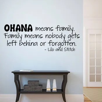 

OHANA means family fashion design cartoon wall sticker film Lilo and Stitch appointment kids wall 3D stickers vinyl