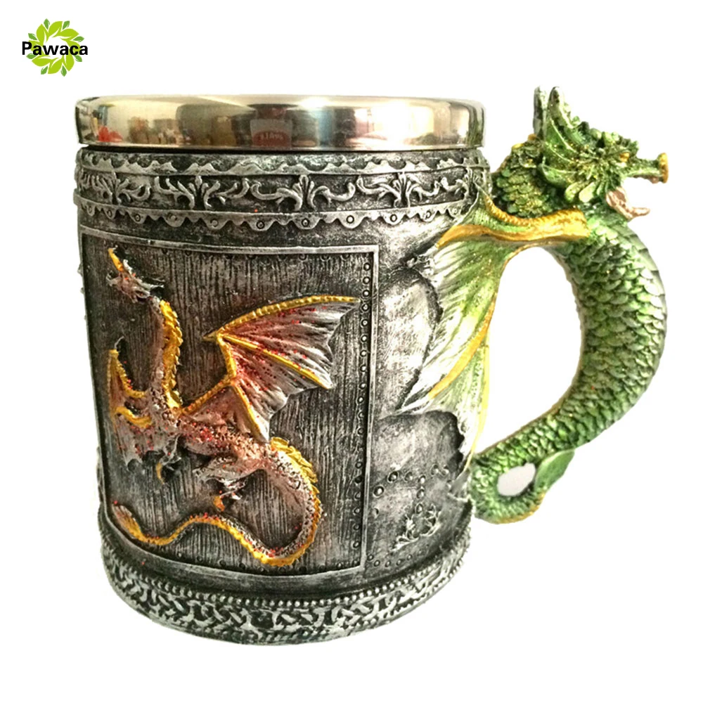 

Double Wall Stainless Steel 3D Retro Dragon Office Mug Cups Fun Mugs 350ML Coffee Tea Milk Bottle Drinking Cup Mug Canecas Copo
