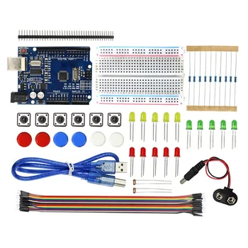 

LED 20Pcs Jumper Button Module 400 Holes Mini Breadboard Starter Kit Compatible for Arduino UNO r3 Diy Kit with Buttons GL5516