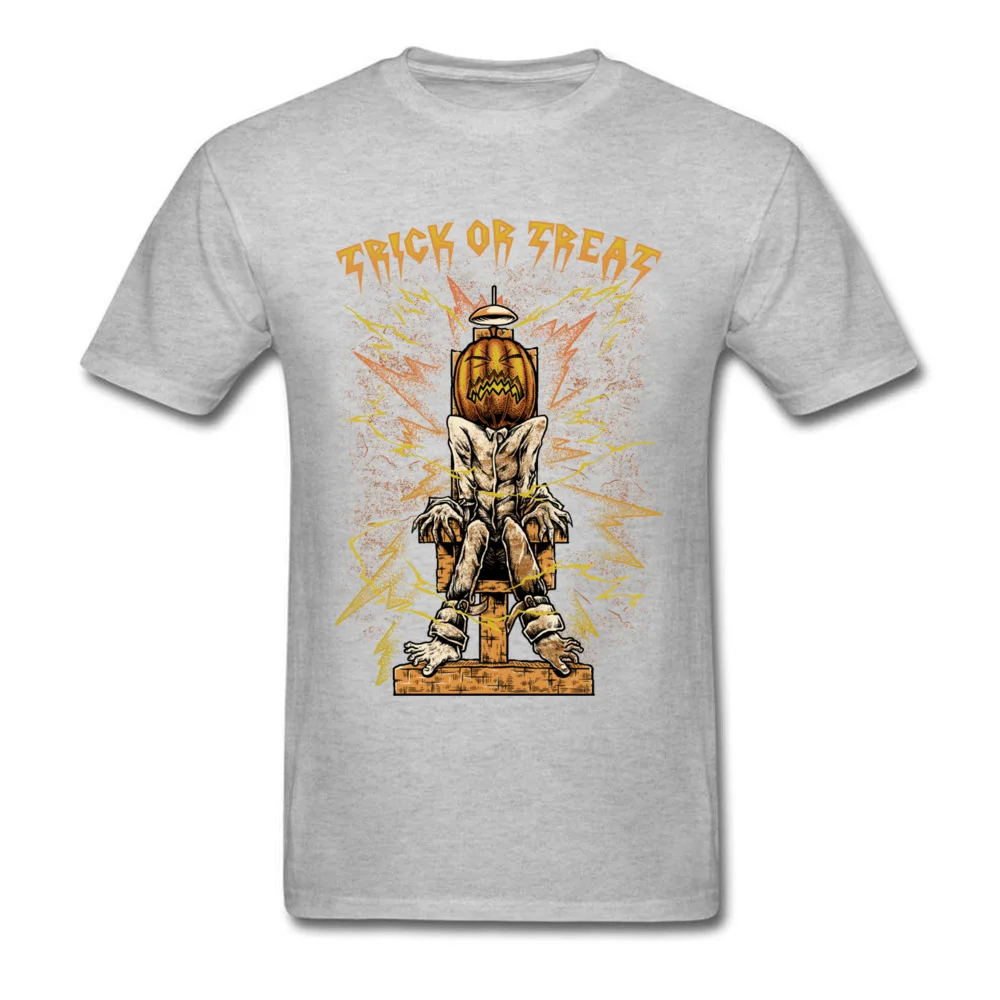 Trick or Treat T-Shirt Short Sleeve Party Latest Men's Summer Tops Shirts Party Tee Shirt O Neck 100% Cotton Fabric Trick or Treat grey