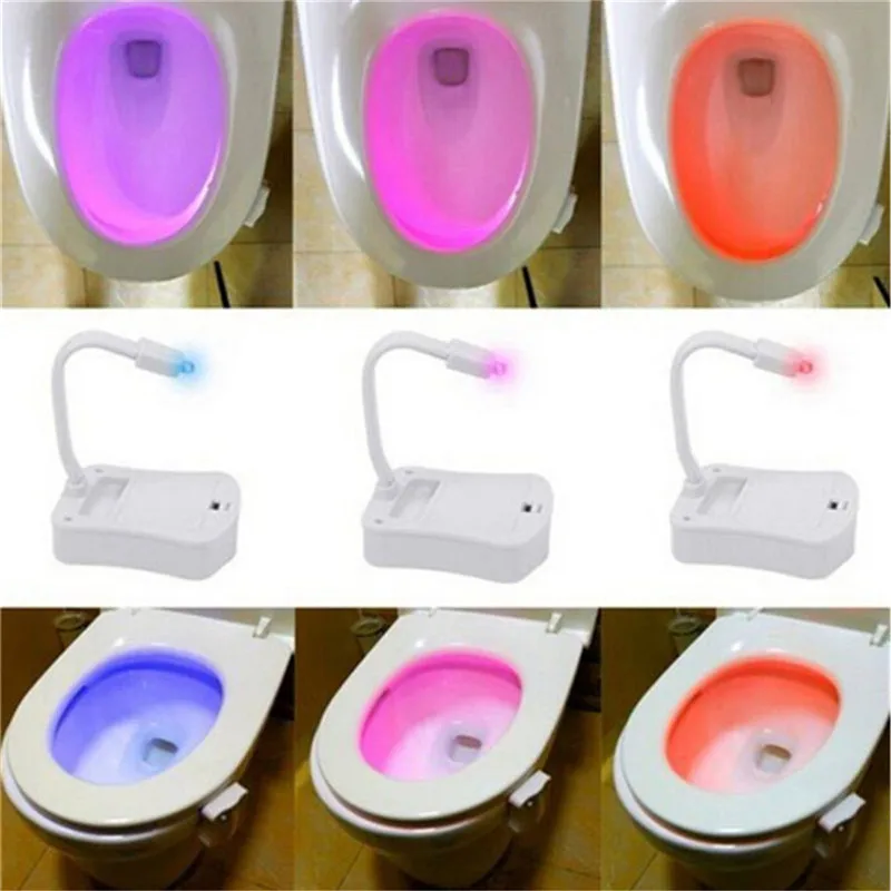 Ночной Светильник для туалета, 16 цветов, с изменяющимся датчиком движения, ночная лампа для ванной комнаты, унитаз, светодиодный светильник для ванной комнаты