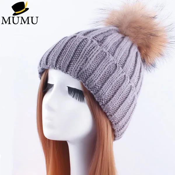 

Brand 2016 Women Spring Winter Hats Beanies Knitted Cap Crochet Hat Rabbit Fur Pompons Ear Protect Casual Cap