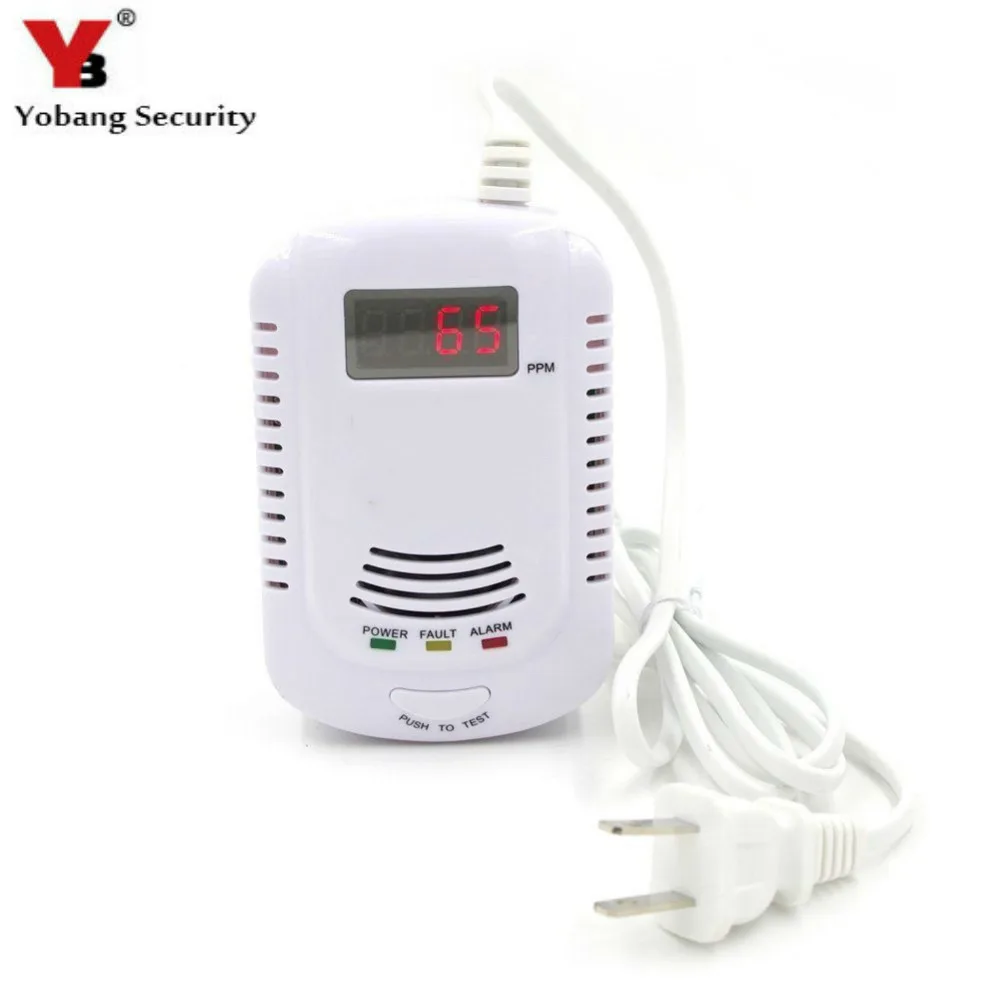 

Yobang Security Independent Plug in Combustible Natural Gas Sensor Detector LCD Gas Sensor Leak Alarm with Voice Warning Alarm