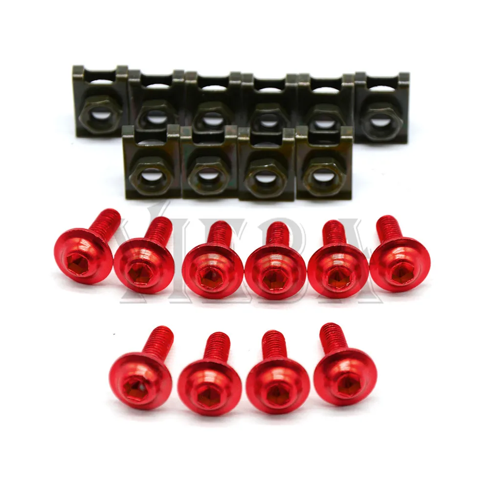 10 pcs CNC Motorcycle Aluminum 6mm Fairing Bolts Spire Speed Fastener Clips Screw Spring Nuts For  RC 390 125 125 SX 125 EXC