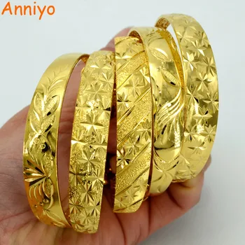 

Anniyo (5 Model) Each US$ 4.48 Gold Color and Copper Bangles for Women Fashion African / Arabian Jewelry Bracelet Gifts #005407