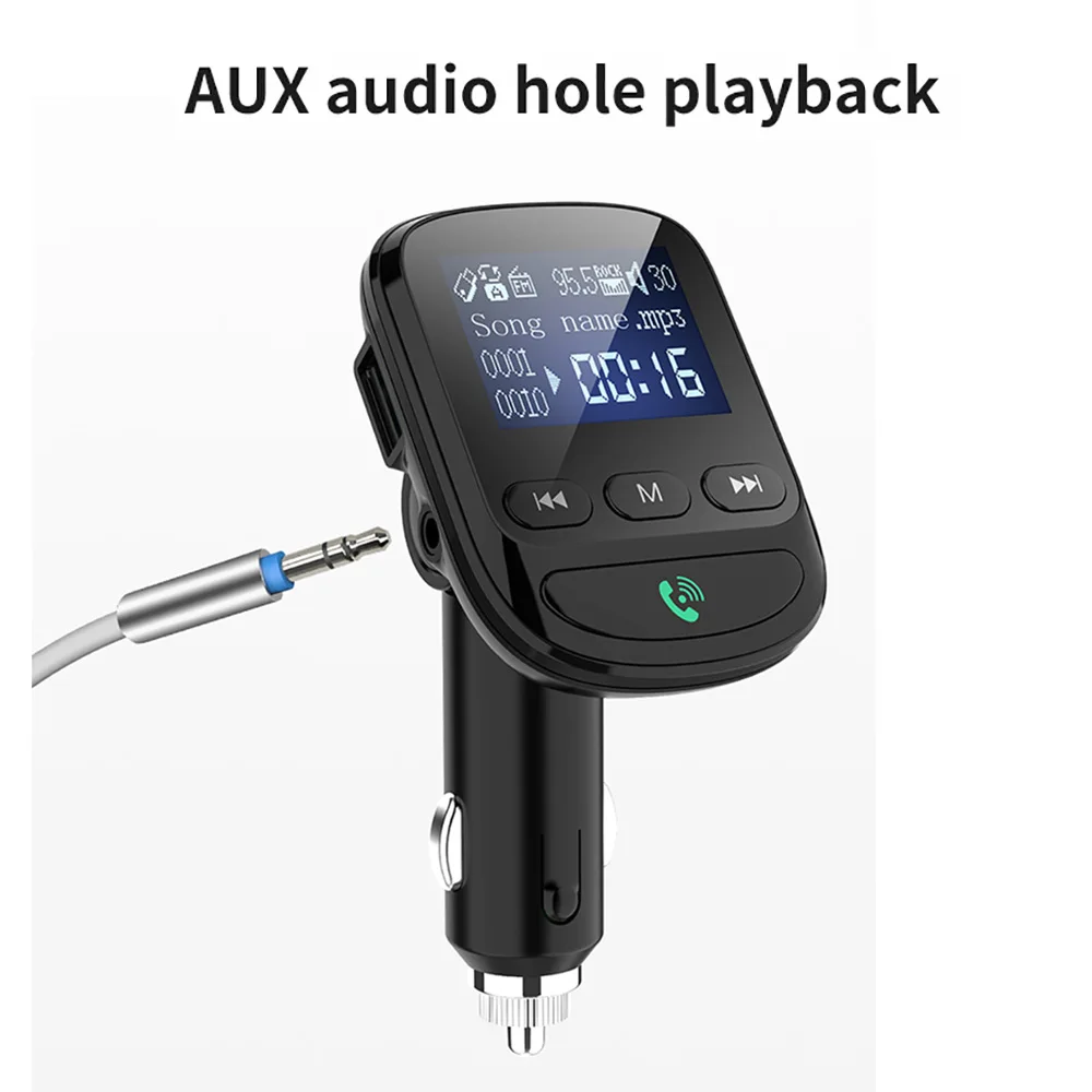 Bluetooth AUX Handsfree Car Kit 3.5mm Jack FM Transmitter Car MP3 Player Audio Music Receiver Adapter QC3.0 Car Charger