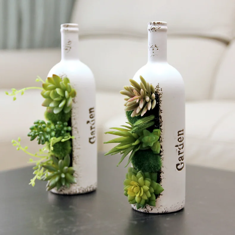 

Artificial Plants & Porcelain Bottle Can Vase Flower Bonsai home ketchen table decoration fake Succulents Flowers vase set
