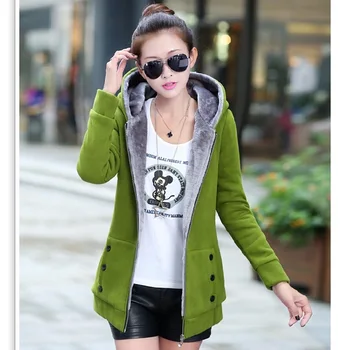 

Korean autumn women hoodies new thickening hair liner long-sleeved hooded plus velvet loose sweatshirt BLS1074